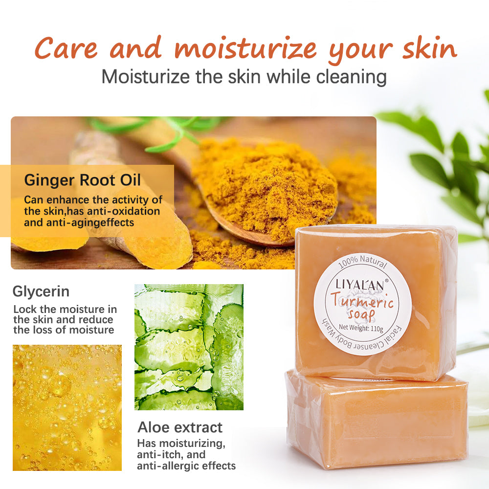 LIYALAN Handmade Turmeric Soap For Skin Brighten Lighten Dark Spots ...